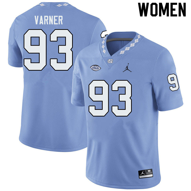 Jordan Brand Women #93 Kristian Varner North Carolina Tar Heels College Football Jerseys Sale-Blue